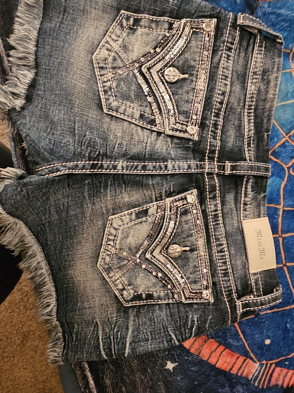 Miss Me Dark Blue Curvy Denim Shorts - Picture 2 of 3